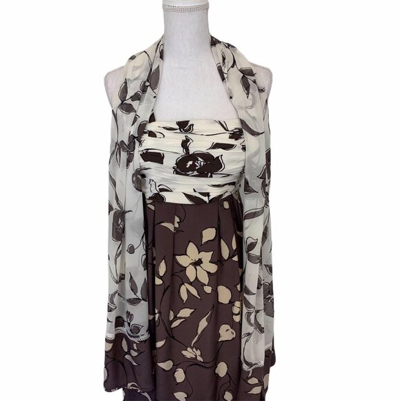 Marly’s 100% silk floral dress w/ scarf made in it - Picture 2 of 16